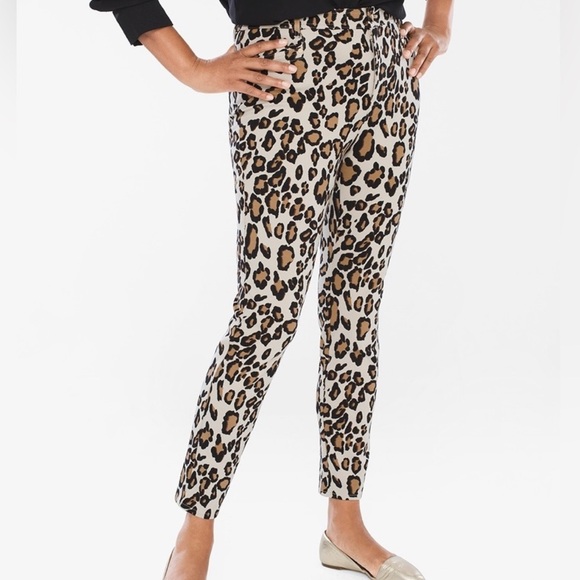 Chicos so slimming Diamond Fit Refined Ponte cheetah print  Animal Ankle Pant 00 - Picture 1 of 7